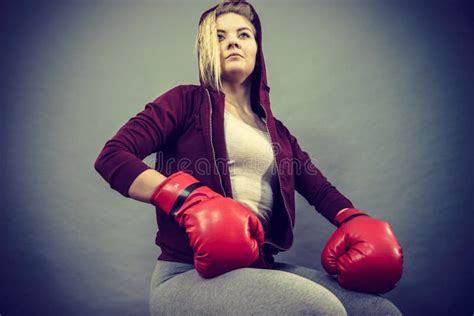 Woman Wearing Boxing Gloves Stock Photo Image Of Sport Beat 173681706