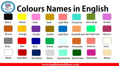 All Colours Name In English Nickolas Has Johnston