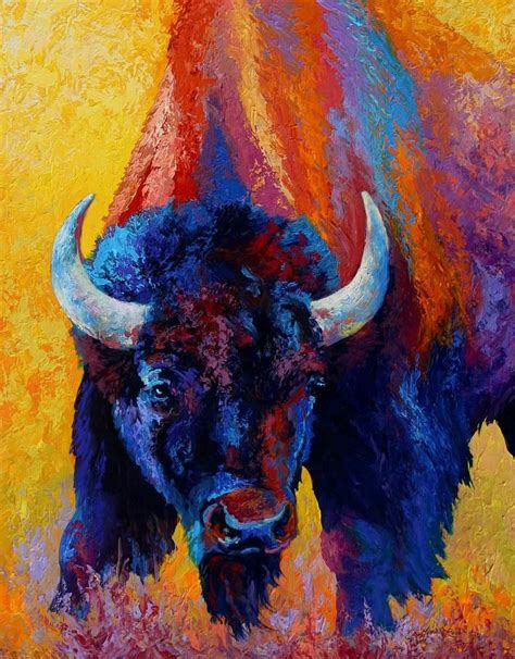 Back Off Bison By Marion Rose Buffalo Painting Rose Painting Rose Art