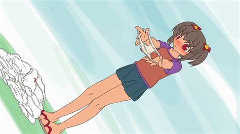 Kogakunama Original Animated 1girl Black Hair Blouse Blush Bow Bow Panties Brown Shirt