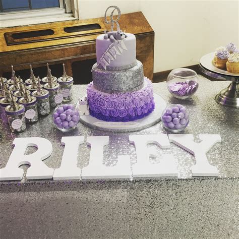 Something any mother would appreciate and never forget. Purple and silver baby shower cake | Baby shower purple ...