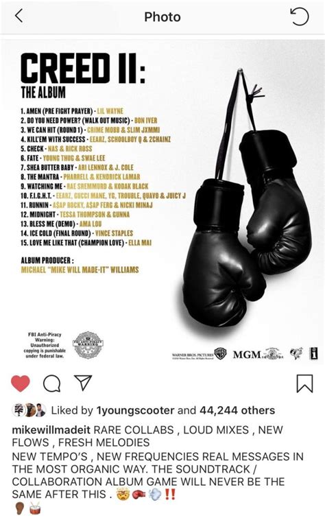 Mike Will Made It Releases Tracklist For Creed Ii Movie Soundtrack