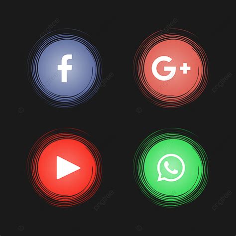 Abstract Social Media Icons On Black Background Including Facebo