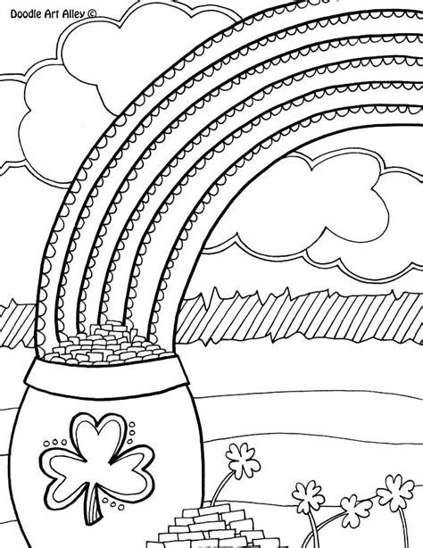 Rainbow With Pot Of Gold Coloring Page At Free