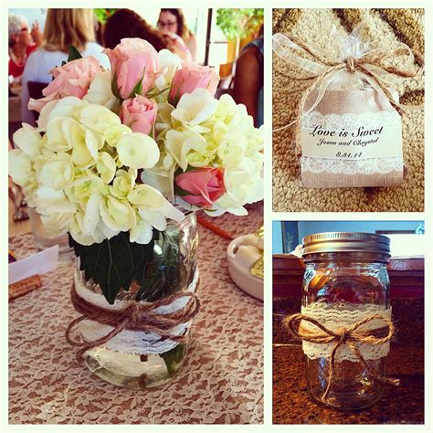 Bridal Shower Favors And Centerpieces Burlap And Lace Theme Simple Diy