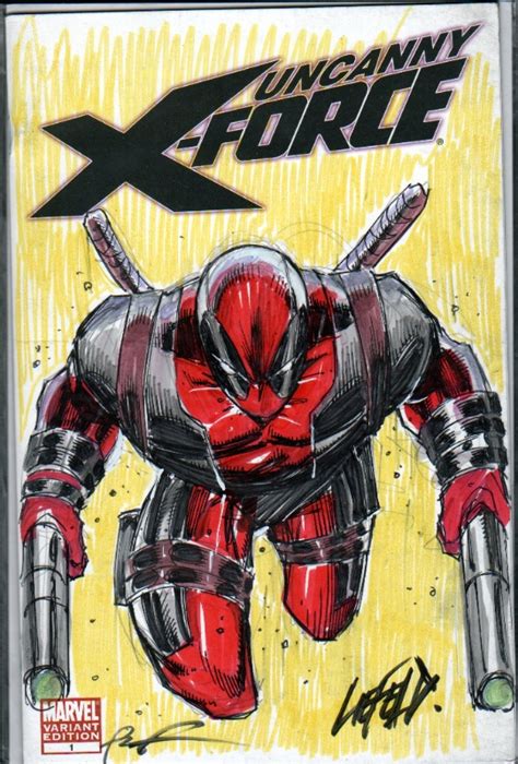 Uncanny X Force 1 Signed Sketched Rob Liefeld Deadpool Original