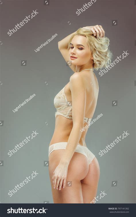 Beautiful Girl Posing White Lace Lingerie Stock Photo Shutterstock