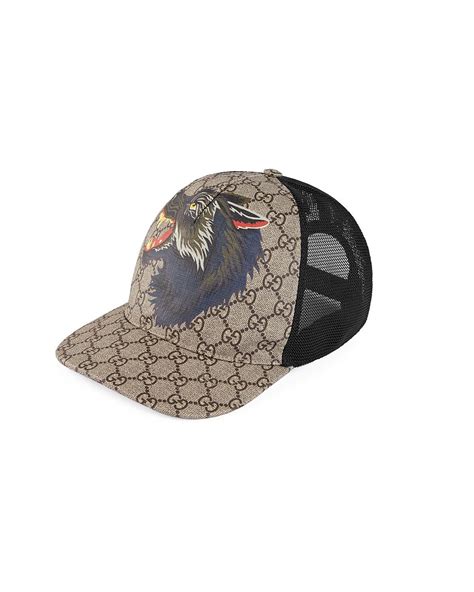 Gucci Wolf Gg Supreme Canvas Baseball Cap In Brown For Men Lyst