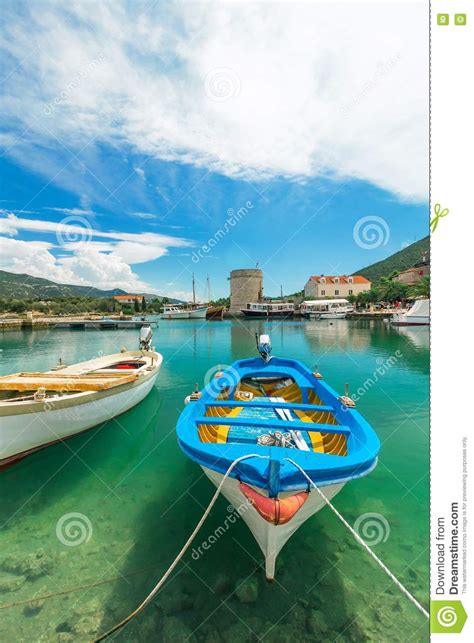 Boats In The Harbor In The Port Town On The Adriatic Sea Stock Photo