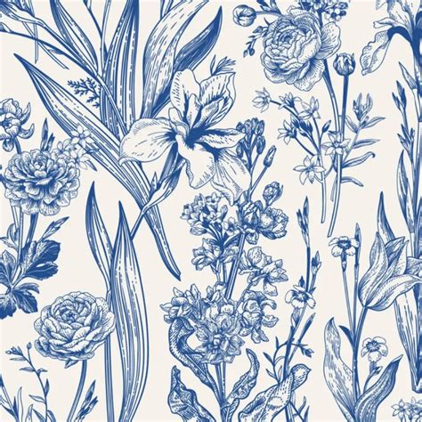 Blue Vintage Floral Backgrounds
