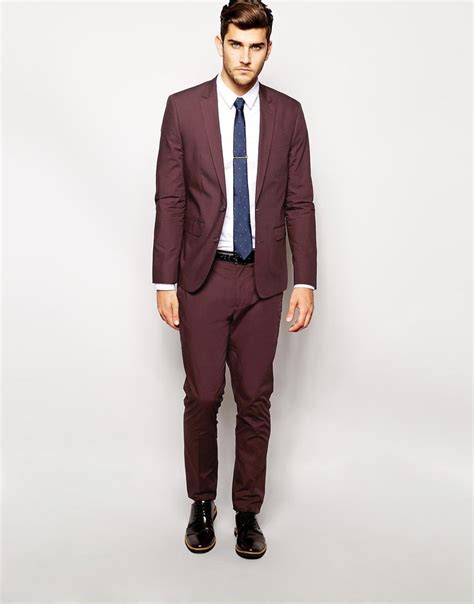 asos slim fit suit in burgundy cotton poplin at men s suits slim fit suit burgundy suit