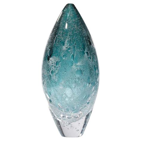 Blue Stain Unique Glass Sculpture In Teal Blue And Grey By Nina Casson Mcgarva At 1stdibs