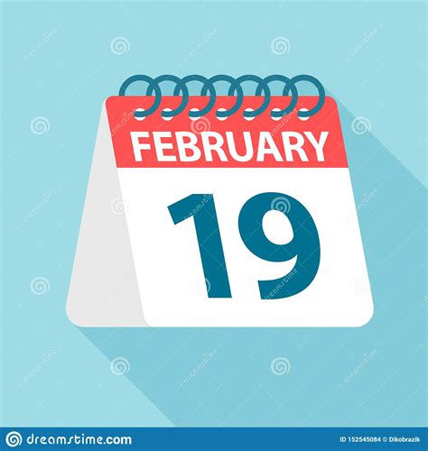 February 19 Calendar Icon Vector Illustration Of One Day Of Month
