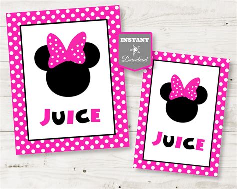 Instant Download Printable Hot Pink Mouse 5x7 And 8x10 Juice Party Sign