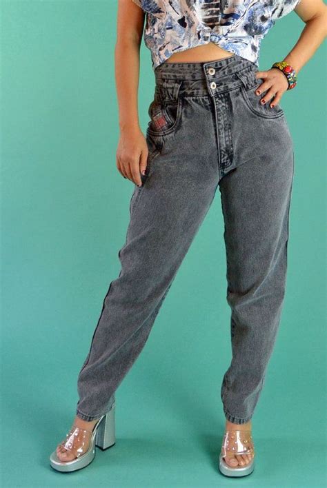 80s High Waist Jeans Vintage Bonjour Faded Black Harem Jeans Etsy