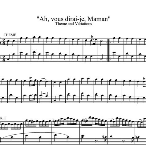 Mozart Twinkle Twinkle Little Star 12 Variations On Ah Vous Dirai Je Maman K265 Piano Sheet