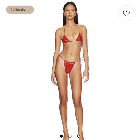 Latex Microkini Bikini Set in Red Oséree Size Depop