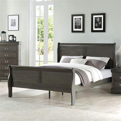 Louis Philippe Sleigh Bed Dark Gray By Acme Furniture Furniturepick