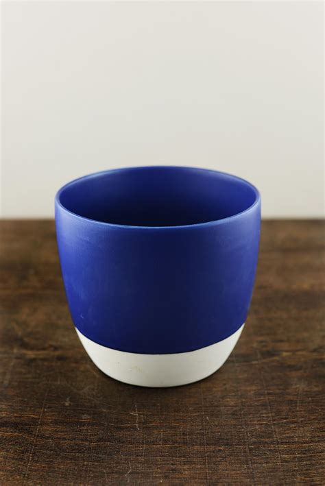 Cobalt Blue Dip Dyed Ceramic Flower Pot 5