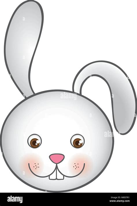 White Cute Rabbit Head Cartoon Stock Vector Image And Art Alamy