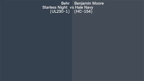 Behr Starless Night Ul230 1 Vs Benjamin Moore Hale Navy Hc 154 Side