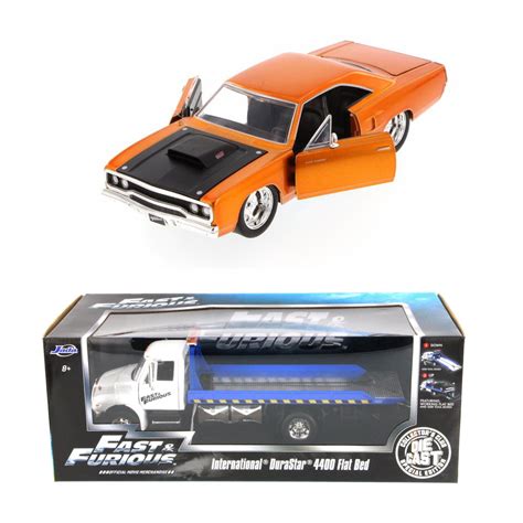 Fast And Furious Diecast Package Flat Bed Tow Truck Wfast And Furious Doms Plymouth Road Runner