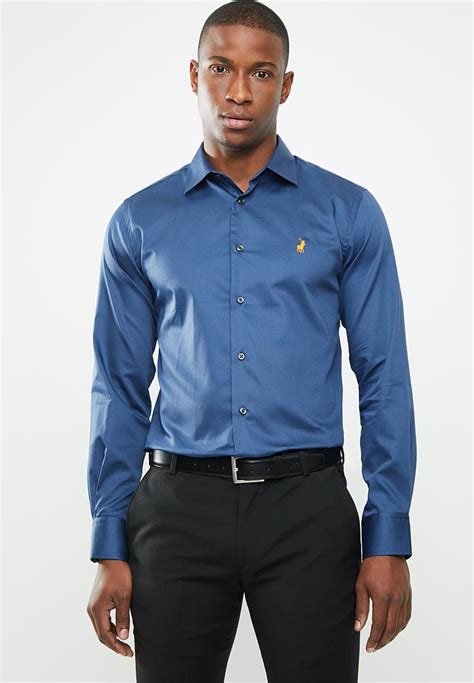 Greig Custom Fit Long Sleeve Shirt Royal Blue Polo Formal Shirts