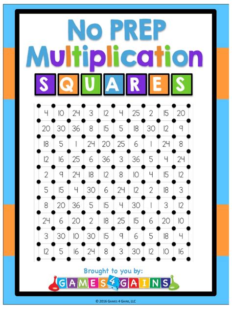 Multiplication Squares Printable Printable Templates