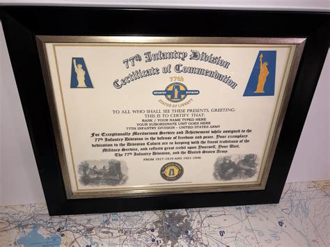 77th Infantry Division Commemorative Certificate Of Commendation Ebay