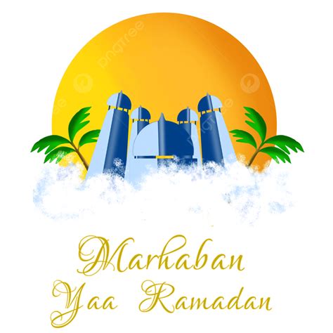 Letras Doradas Marhaban Yaa Ramadan Y Mezquita Ilustración Png