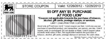 Listed above you'll find some of the best food coupons, discounts and promotion codes as ranked by the users of retailmenot.com. Food Lion Coupons | $5 off $5 Purchase at Food Lion ...