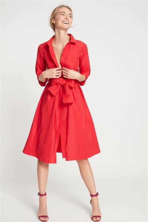 RED Taffeta shirt dress - Collection View all | Collection Collection ...