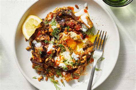 Spiced Eggplant And Tomatoes With Runny Eggs Recipe Nyt Cooking