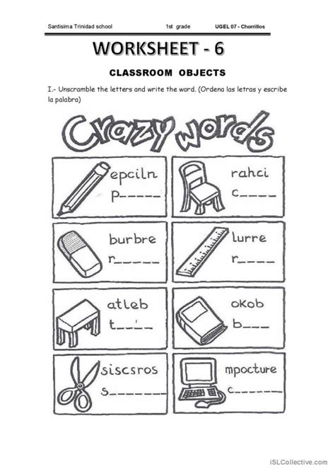 Classroom Objects And Reviewing Colo English Esl Worksheets Pdf And Doc
