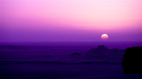 Purple Sea With Sunset 4K 5K HD Purple Wallpapers | HD Wallpapers | ID #37020