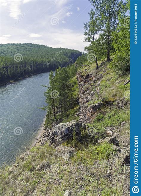 High Steep Riverside Siberia Stock Image Image Of River Stone