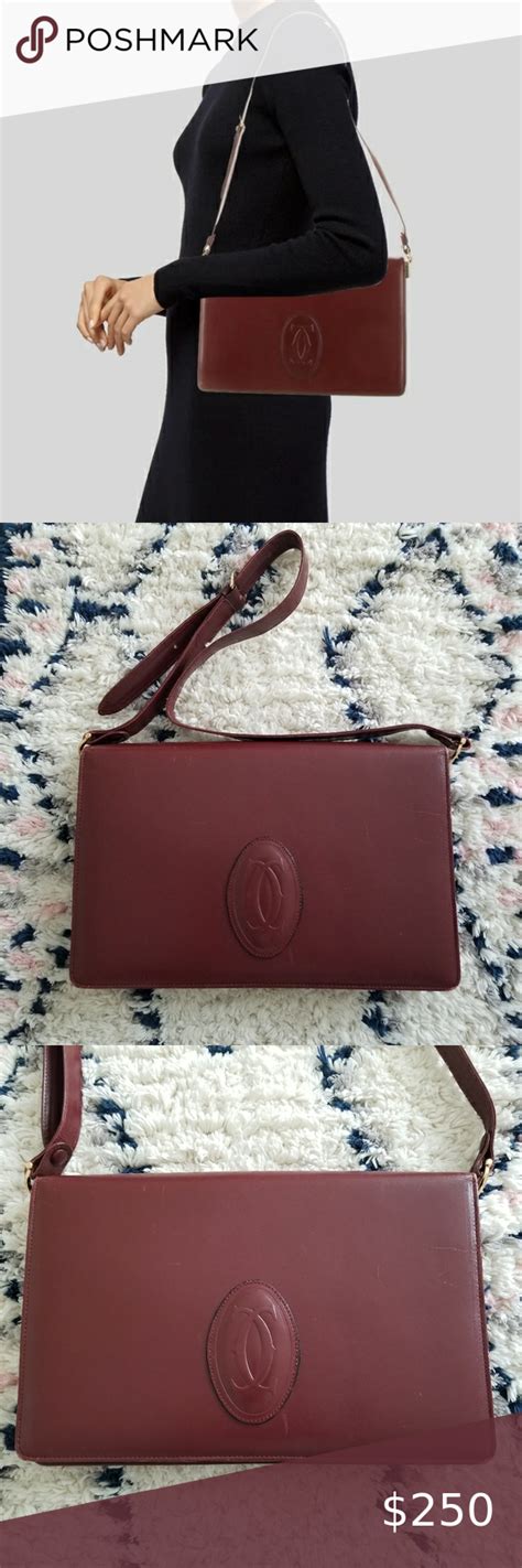 Cartier Vintage Les Must De Cartier Burgundy Leather Shoulder Flap Bag