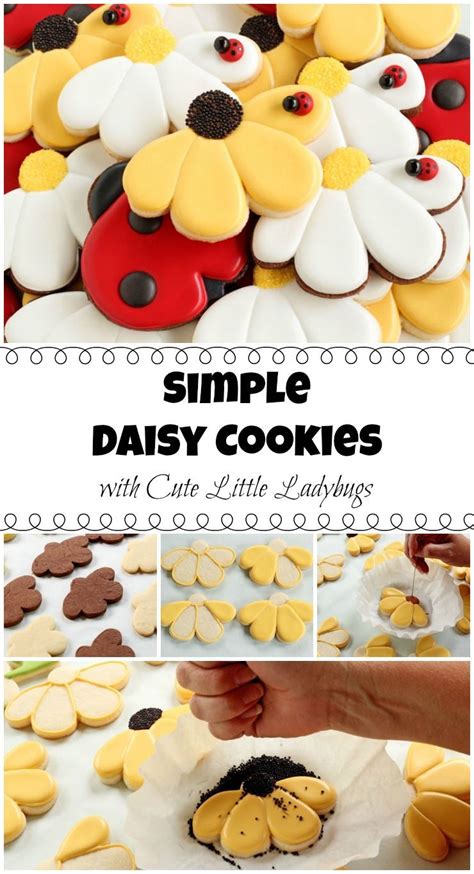 Daisy Cookies With Simple Ladybugs Cookie Decorating Spring Cookies