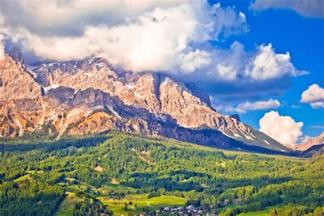 Alpine Peaks And Landscape Of Cortina D` Ampezzo In Dolomites Alps View