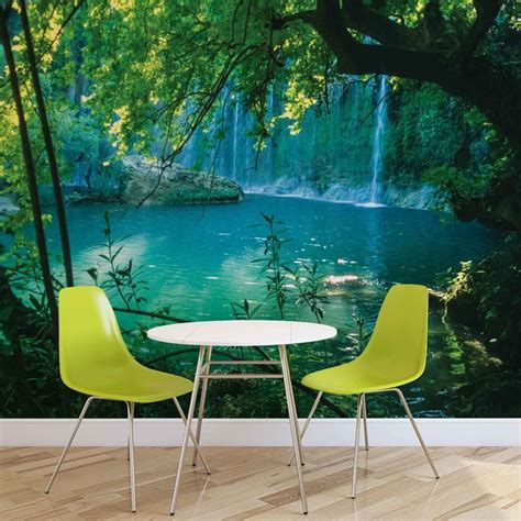 Tropical Waterfall Lagoon Forest Wall Paper Mural Buy At Ukposters