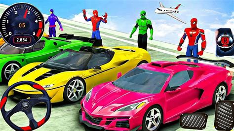 Superhero Car Racing 3d Mega Ramp Car Stunts Gameplay Android Game