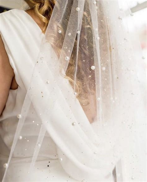 Silver Or Gold Glitter Pearl Veil Elbow Fingertip Waltz Cathedral