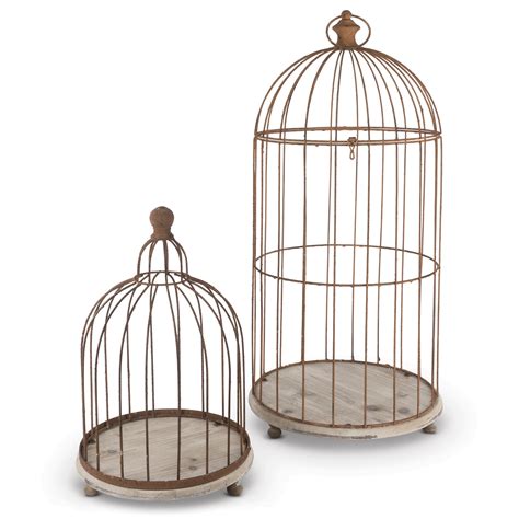 Assorted Size Rusted Wire Metallic Bird Cages With 3 Metal Feet And