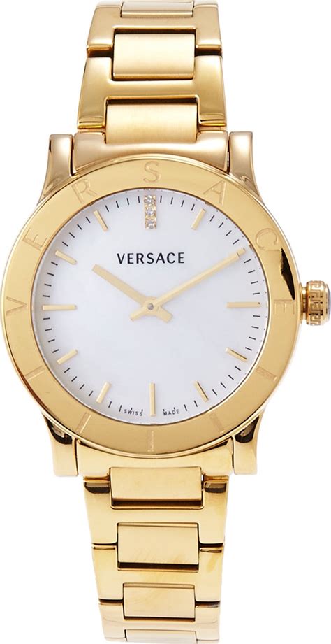 Versace Vqa050000 Acron Diamond Gold Watch 33mm