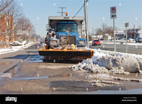 Snow Plow Truck Usa Stock Photo Alamy