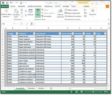 Ejemplo De Un Inventario En Excel Ejemplo Sencillo Cfb