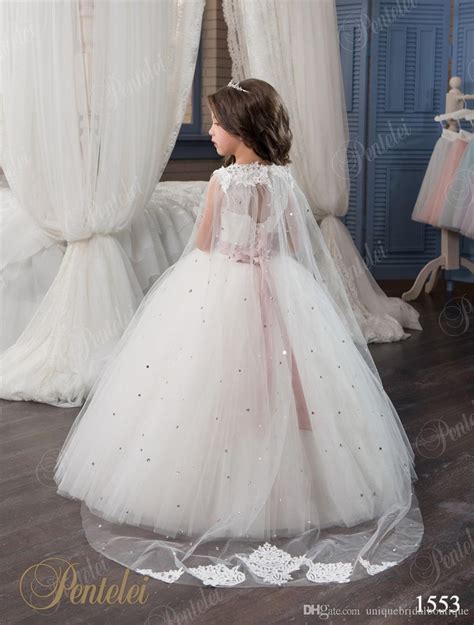 Kids Wedding Dresses With Wraps Pentelei With Beaded Sash And Lace Up