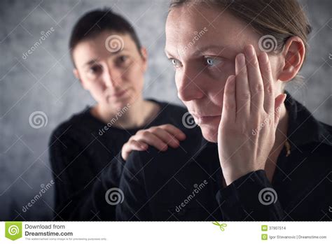 Comforting Friend Woman Consoling Her Sad Friend Stock Photo Image
