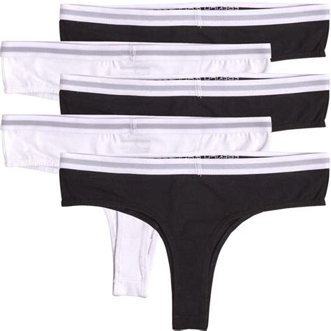 Buy French Connection Womens Five Pack Thongs Black White