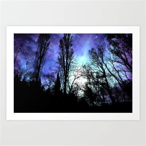 Black Trees Purple Blue Space Art Print By 2sweet4words Designs